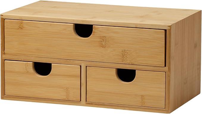 MEEDEN Bamboo Desk Organizer with Drawers: Desktop Storage Drawer Container - Tabletop Storage Organization Box for Office Home Toiletries Supplies by MEEDEN
