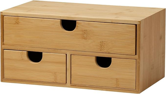 MEEDEN Bamboo Desk Organizer with Drawers: Desktop Storage Drawer Container - Tabletop Storage Organization Box for Office Home Toiletries Supplies by MEEDEN