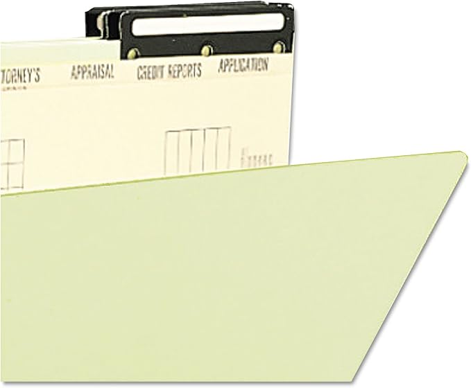 Smead 78208 Pressboard Mortgage File Folder with Dividers & Metal Tab Legal Green 10/Box - Image 5