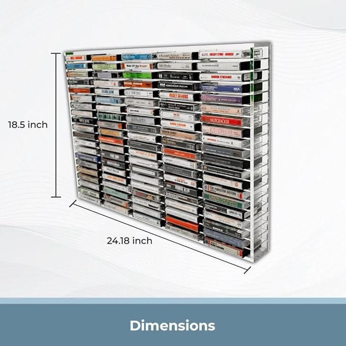 Kingdom Clear Acrylic Wall Mount Cassette Tape Rack/Stamp Pad Rack for Easy Sorting and Organizing of Cassette Tapes, Stamp Pads, Playing Cards, Card Decks and More,100 Slots - Image 3