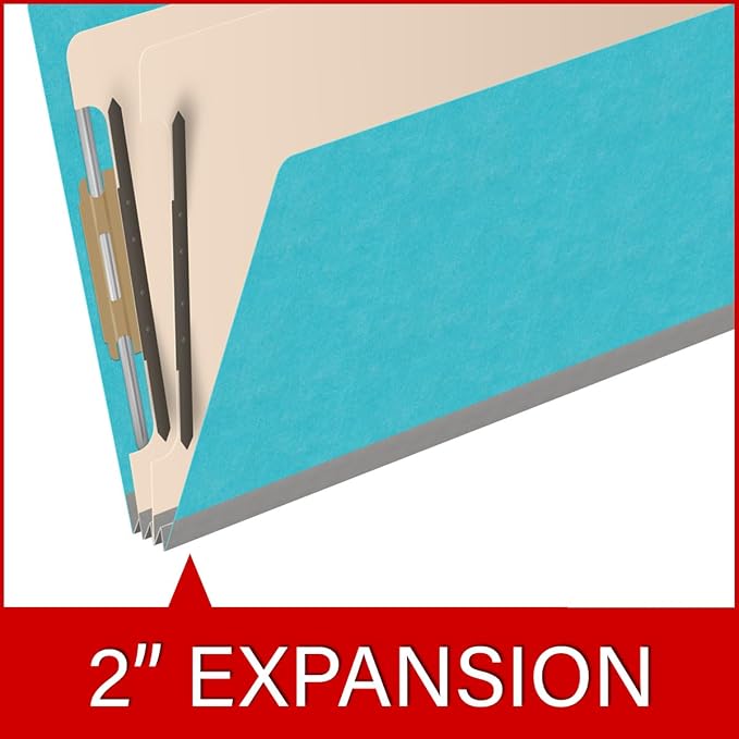18 pt Heavy Duty Top Tab Color Folders, 2/5 Cut ROC Top Tab, Legal Size, 2 Dividers, Light Blue (Box of 10) - Image 7