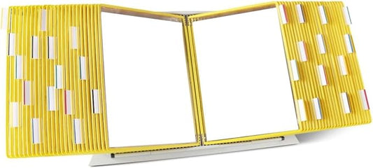 Tarifold Desktop Reference Display System, 60 Pockets, Yellow | 60 Double-Sided PVC Pockets, Holds 120 Letter-Size Sheets, Sturdy Metal Base, Quick-Find Indexing, Quick and Easy to Assemble by TARIFOLD