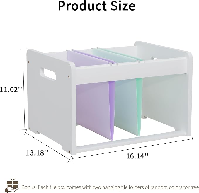 Bamboo Hanging File Organizer, Desk File Box, Open Top, 2 Pack, White | Open-Top Access, 4 Hanging Folders Included, Letter & Legal Files, Sliding Rails, Reinforced Handles, Easy Assembly - Image 2