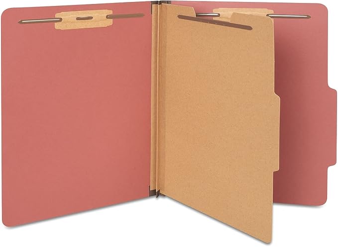 Staples Colored Pressboard Classification Folder, Letter Size, 1 Partition, Red, Durable Construction, 20/Pack by Staples