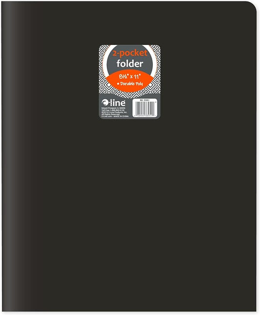 C-Line Two-Pocket Heavyweight Poly Portfolio, For Letter Size Papers, Includes Business Card Slot, 1 Display Case of 25 Portfolios, Black (33951-25) by C-Line