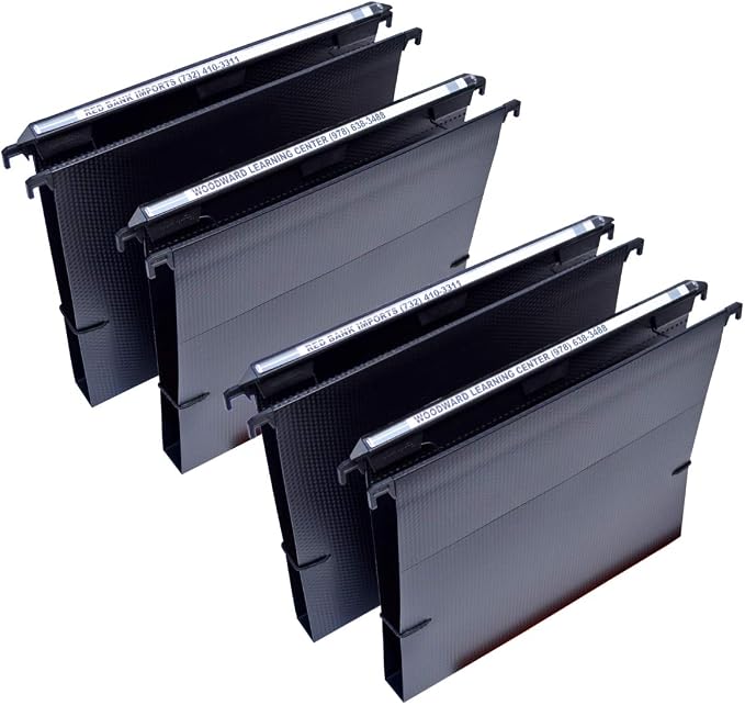 Ultimate Office MagniFile 1" Box-Bottom Hanging File Folders, Set 4 Black | Extra-capacity letter size + bungee for bulky files. 11" Magnified Lens DOUBLES The Size of File Titles to FIND FILES FAST. by UltimateOffice