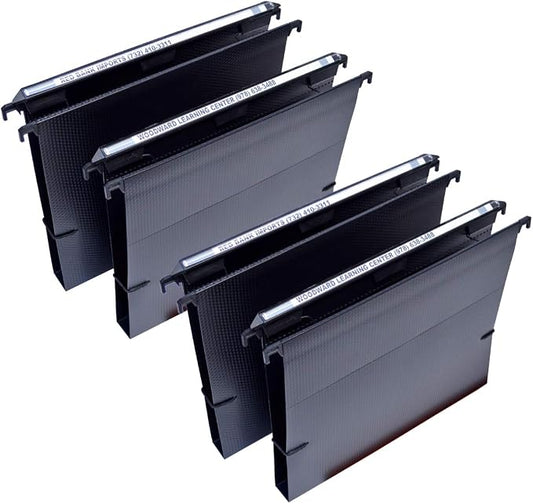 Ultimate Office MagniFile 1" Box-Bottom Hanging File Folders, Set 4 Black | Extra-capacity letter size + bungee for bulky files. 11" Magnified Lens DOUBLES The Size of File Titles to FIND FILES FAST. by UltimateOffice
