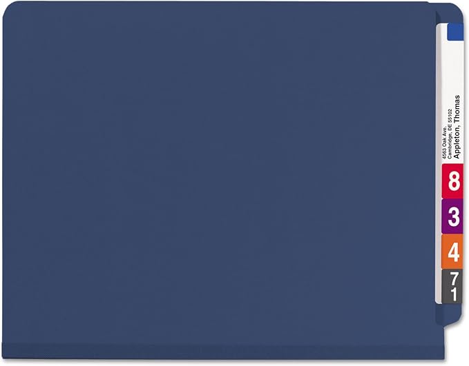 Smead End Tab Classification Folder, Letter, Straight, 2 Dividers, Dark Blue, 10 per Box (26784) - Image 2