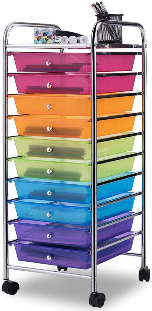 Giantex 10 Drawer Rolling Storage Cart Scrapbook Paper Office School Organizer (Multicolor) by Giantex