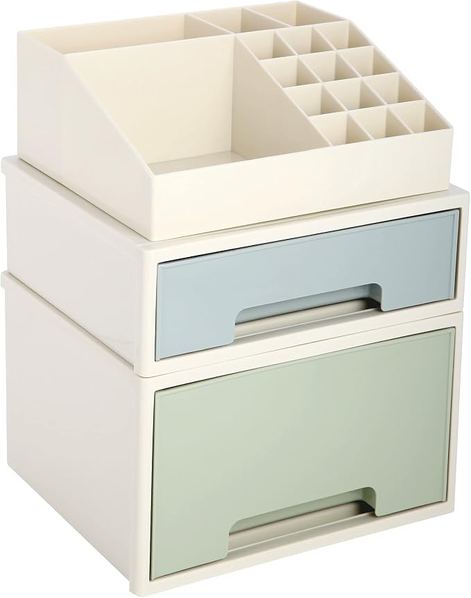Stationery Organizer Box, Makeup Organizer Set, Pen/Pencil, Remote Control, Office Supplies, Business Card Holder, Free Combination, [TBF-09] w/ 2 Drawers + 16 Slots - Image 8