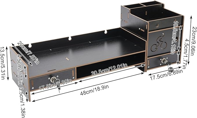 Desktop Monitor Stand with Drawer, Adjustable Laptop Riser Monitor Riser, Computer Monitor Booster Stand for Home Office - Image 4