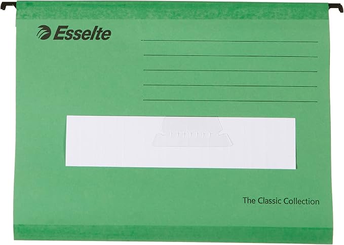 Esselte Classic Reinforced Suspension File, A4, Pack of 25, Tabs Included, Green, 90318 - Image 2