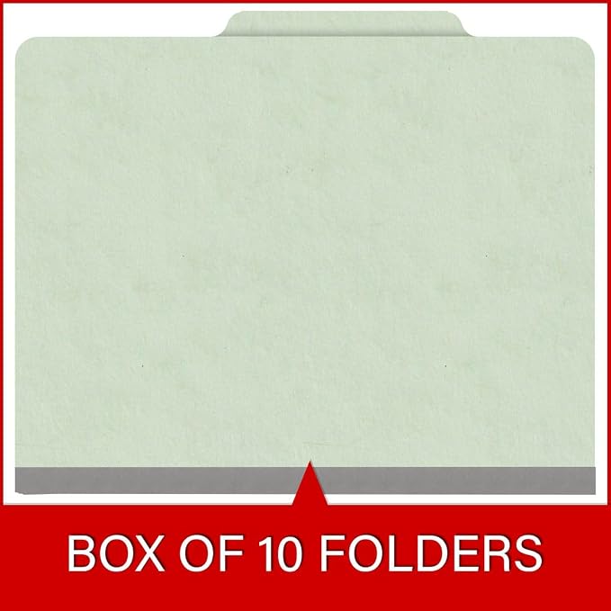 25 Pt. Pressboard Classification Folders, 2/5 Cut ROC Top Tab, Letter Size, No Dividers, Pale Green (Box of 25) - Image 6