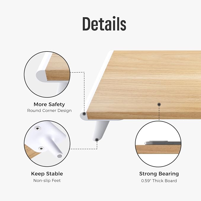 loukin Monitor Stand Riser for Desk, 22.4" × 8.2" Computer Stand, Wood | Supports 22 lb, No Installation Required, Water-Resistant Surface, Fits Laptops and Printers, Ergonomic Design - Image 8