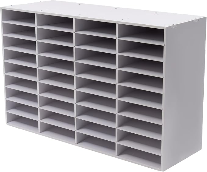36 Slots Literature Organizer, Mail File Sorter for Classroom/Office/Home | PVC File Storage Desktop Paper Cabinet with Adjustable Compartments, Multi-Purpose Mail Center (White-36 Compartments) by DreamRcoach