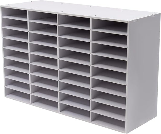 36 Slots Literature Organizer, Mail File Sorter for Classroom/Office/Home | PVC File Storage Desktop Paper Cabinet with Adjustable Compartments, Multi-Purpose Mail Center (White-36 Compartments) by DreamRcoach
