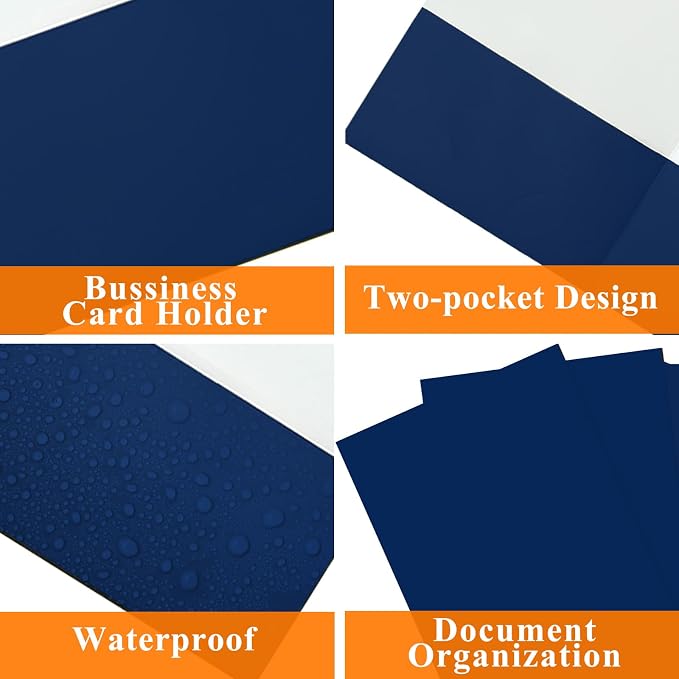 pmybupo Two Pocket Folders,100 Pack Blue Folders with Pockets Fit Letter Size Paper,Thick Paper File Folder for School Office Business Home,Assorted 6 Colors - Image 4