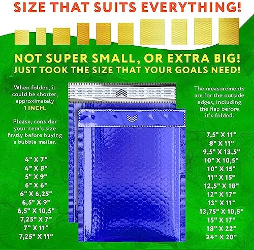 Metallic Bubble Mailers, Blue Glossy Padded Envelopes 5 x 9 Inches, Cushion Bubble Shipping Bags, Self Seal Mailing Envelopes, Pack of 250 - Image 4