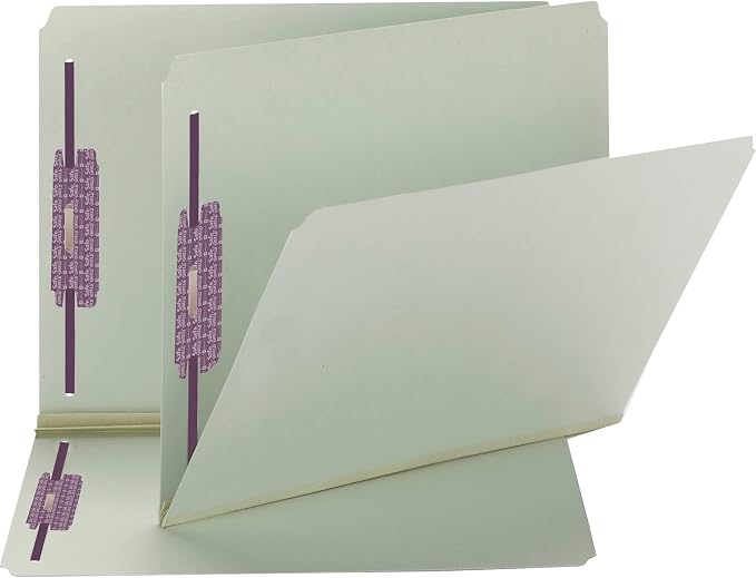 Smead Pressboard Fastener File Folder with SafeSHIELD Fasteners, 2 Fasteners, Straight-Cut Tab, 2" Expansion, Letter Size, Gray/Green, 25 per Box (14910) - Image 5