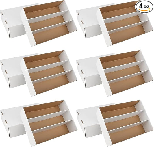 6 Pack Trading Card Storage Box, 2340 Count Card Storage Box White Sports Cards Storage Box Card Organizer Box Bulk Cardboard Card Storage Trading Card Box for Organizing Soccer Basketball Game Cards by HIMOMO