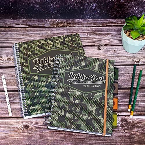 Pukka Pad 5 Subject Spiral Notebook 3-Pack - 200 Pages, 100 Sheets of 80GSM Paper with Repositionable Dividers & Perforated Edges for School & Office Planning & Organization - B5-7 X 10, Camo - Image 6