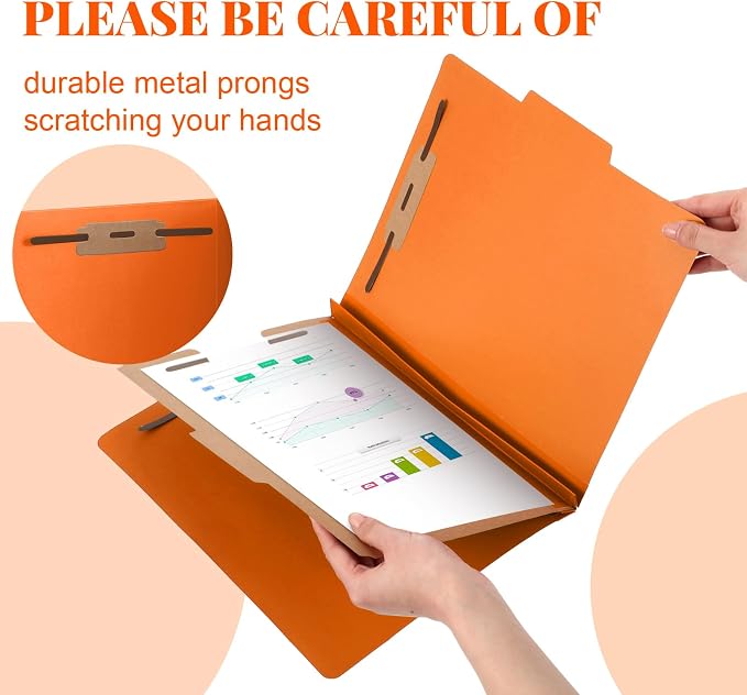 Skyygemm 24 Pcs Classification Folder Letter Size, 1 Divider,Orange | Back to School Supplies, File Organizer with Fastener, Expanding File Organizer Bulk for Office Employee, Staff, Teacher - Image 4