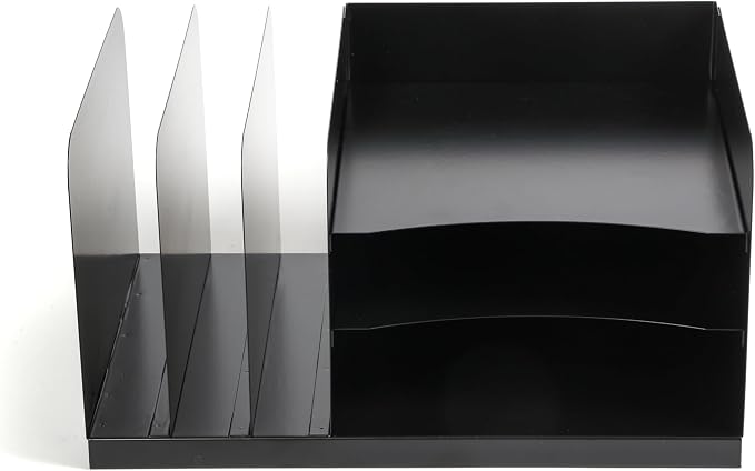 Huron Desktop File Organizer Combo Vert 3 Slot/Horz 3 Slot, Black Commercial Grade Steel - Image 3