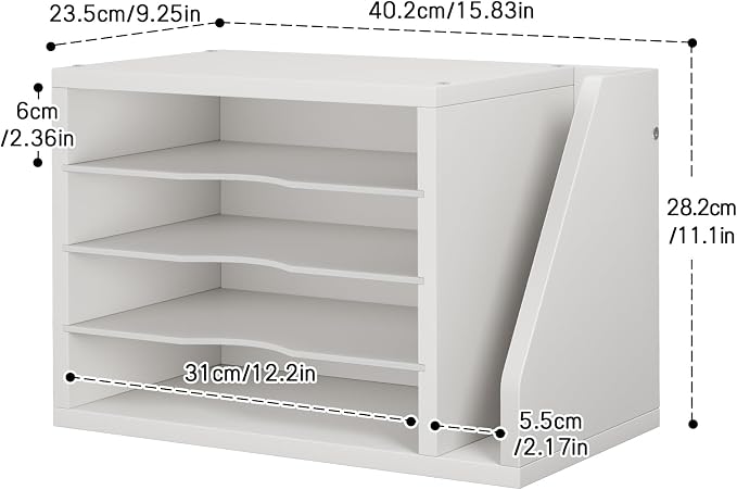 Creso hom Mail Sorter, File Organizer Desktop, Wood Desk Organizer with 3 Adjustable Shelves, Mail Holder for Office, Home, Letter Sorter File Holders for Envelopes, Mail Supplies Magazines, White | Mail Sorter, File Organizer Desktop, Mail Holder for ... - Image 2