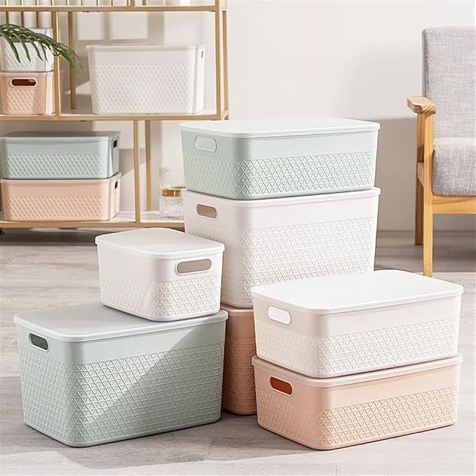 Lidded Storage Bin Organizer | Storage Organizing Container, 4 Liter, Set of 6, Mint - Image 10
