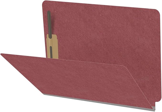 End Tab Pressboard Folders, Letter Size, 2" exp, Fasteners Pos #1 & #3, Dark Red (Box of 25) by Ecom+Folders