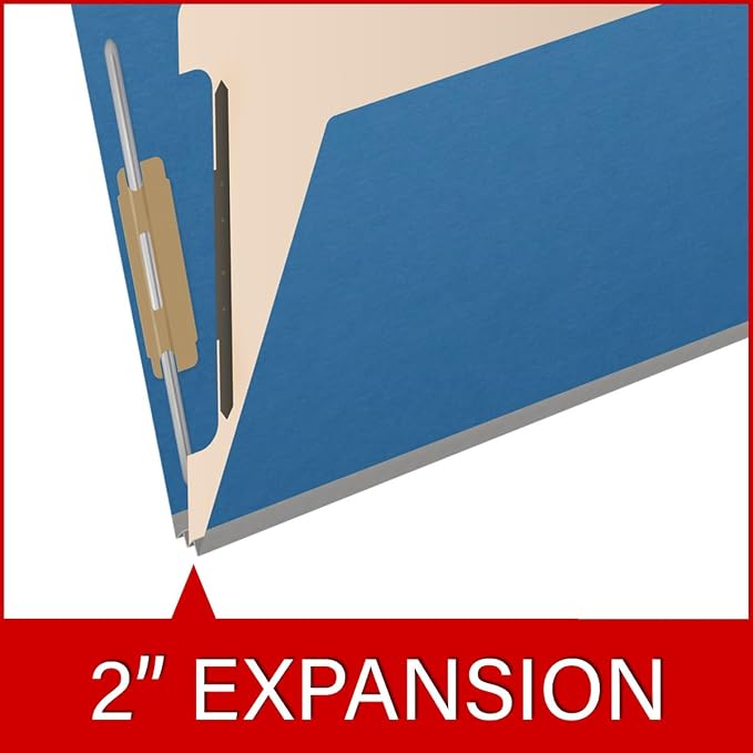 25 Pt. Pressboard Classification Folders, 2/5 Cut ROC Top Tab, Letter Size, 1 Divider, Royal Blue (Box of 10) - Image 7