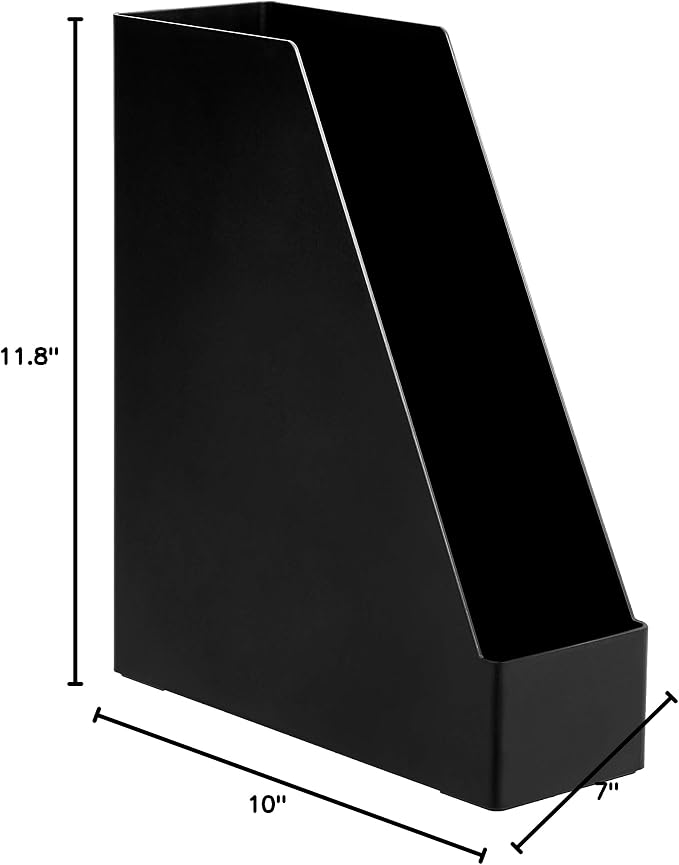 Amazon Basics Plastic Desk Organizer Magazine Rack and File Holder, Black, 4-Pack - Image 8