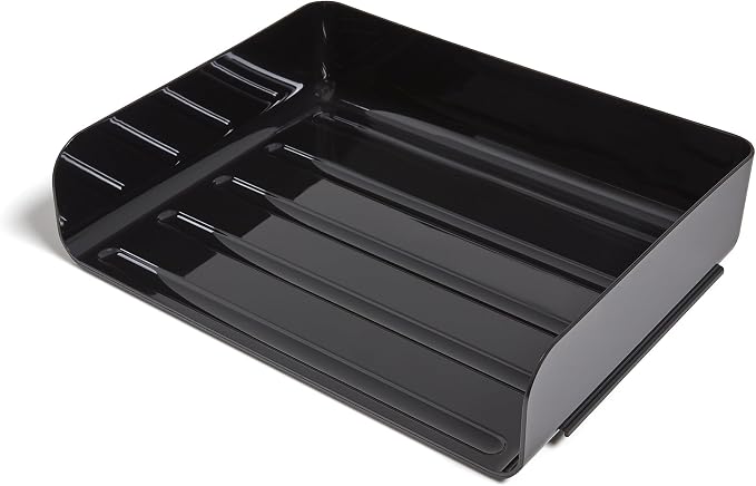 TRU RED Side‑Load Stackable Plastic Letter Tray, Black, 6‑Pack – Desktop Paper Organizer for Office Files & Documents - Image 3