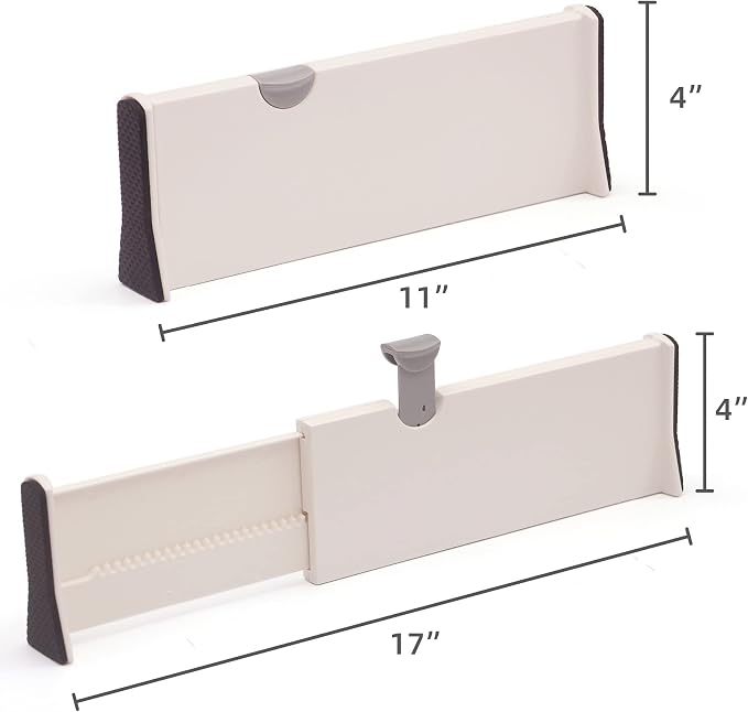 TENABORT Set of 8 Adjustable Drawer Dividers Organizer Separators Plastic Dresser Organizer for Bedroom, Bathroom, Closet, Office Desk, Kitchen Storage - Image 2