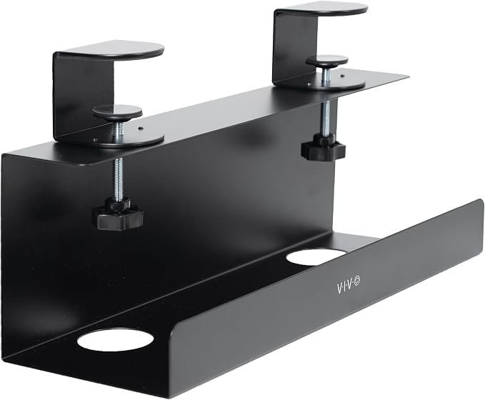 VIVO No Drill Clamp-on 17 inch Power Strip Cable Management Tray, Under Standing Desk Steel Cord Organizer, Black, DESK-CM6L-B by Unknown