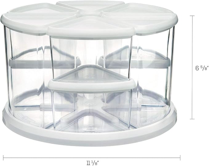 Deflecto Rotating Carousel Craft Organizer, 9-Canister, Includes 3" and 6" Canisters, Removable, Clear, Lids - Image 5