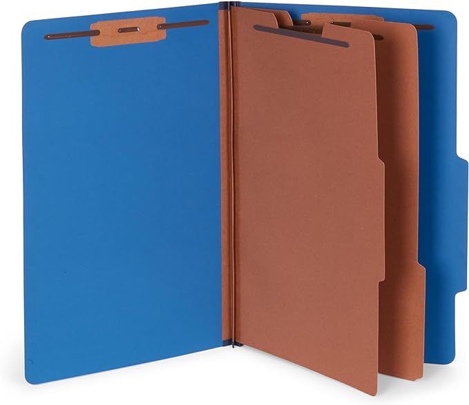 Blue Summit Supplies 10 Classification Folders, Legal 2 Divider, Dark Blue | Heavy-duty, 2 in expansion, 2 prong fasteners, 2 dividers, 6 sections, for medical, legal, and personnel files - Image 8