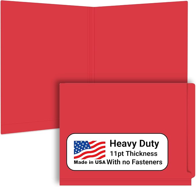 Red File Folders, USA Made, Doctor Stuff, No Fasteners, Durable 11pt, Reinforced End Tab File Folders, Colored Office & Medical Charts and Patient Chartr, Box of 100 by DoctorStuff