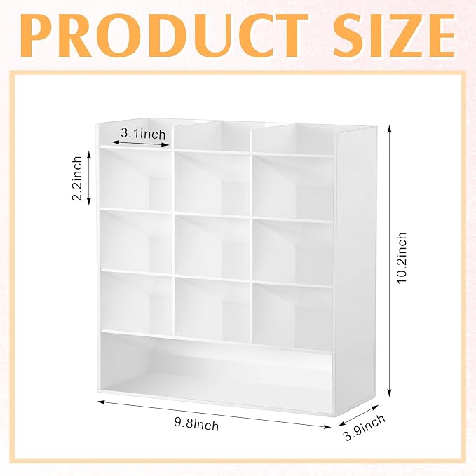MotiMind Acrylic Pen Organizer Storage for 150 Markers Vertical Marker Organizer Acrylic Pen Display Holder for Office Desk Desktop Stationery Pencil Storage, White, 10.2 x 4 x 9.8 Inch - Image 2