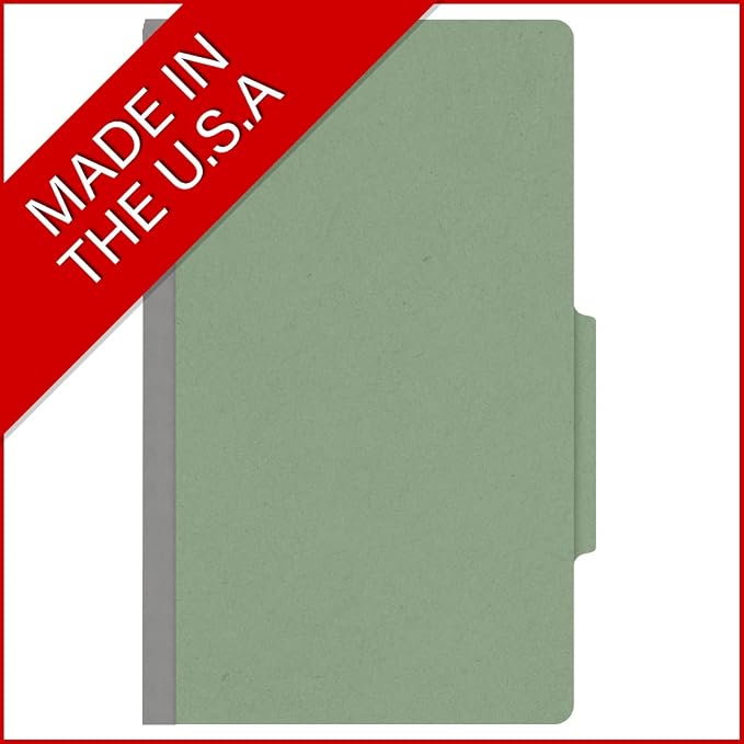 25 Pt. Pressboard Classification Folders, 2/5 Cut ROC Top Tab, Legal Size, 1 Divider, Green (Box of 10) - Image 5