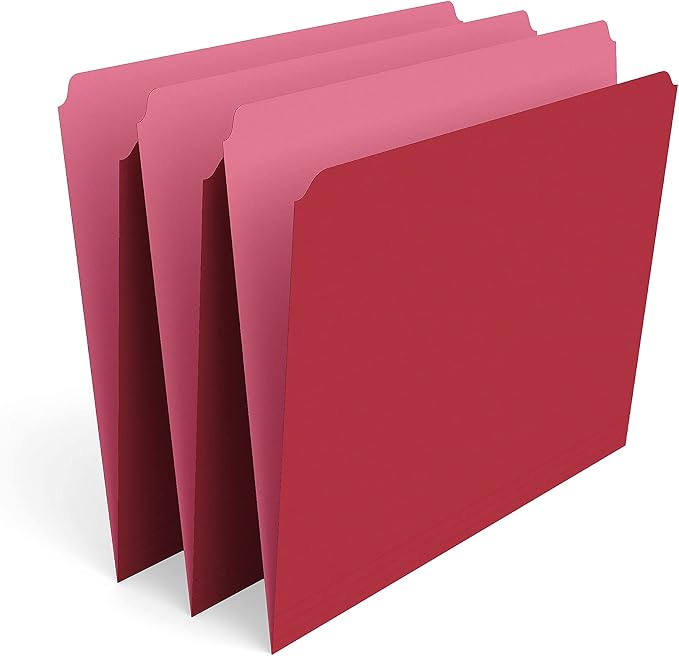 Staples Straight‑Cut Top‑Tab File Folders, Letter Size, Red, Durable Paper Stock, 100/Box - Image 2