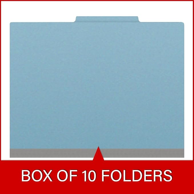 25 Pt. Pressboard Classification Folders, 2/5 Cut ROC Top Tab, Letter Size, 1 Pocket Divider, Light Blue (Box of 10) - Image 6