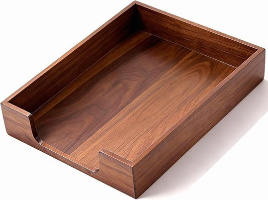 Bamber Wood Letter Tray Wooden Desk Organizer Paper Document File Tray for Office Supplies Collection Folders Notebooks, Black Walnut by Bamber