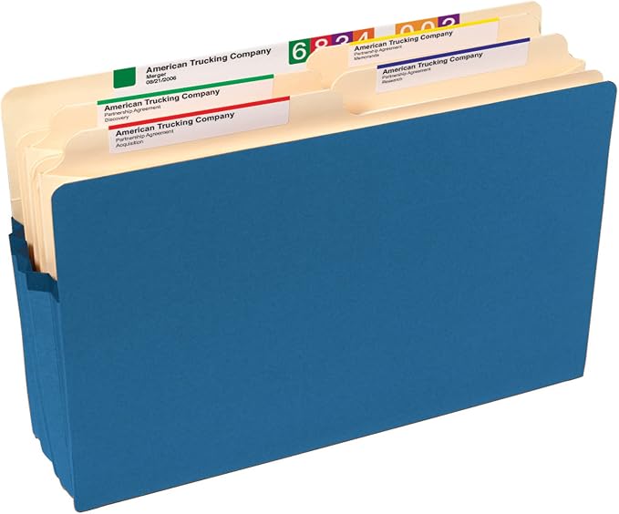 Smead File Pocket, Straight-Cut Tab, 3-1/2" Expansion, Legal Size, Blue, 25 per Box (74225) - Image 4