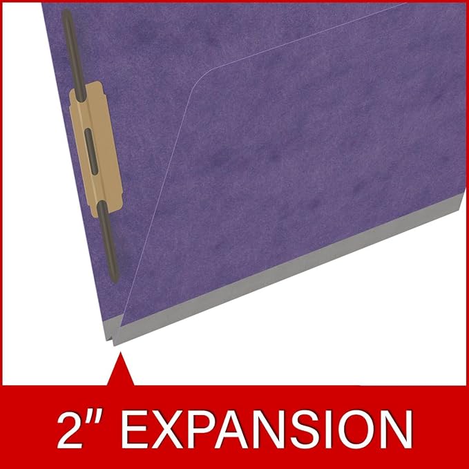 25 Pt. Pressboard Classification Folders, 2/5 Cut ROC Top Tab, Letter Size, No Dividers, Purple (Box of 25) - Image 7