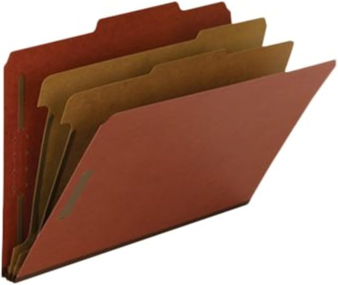 Smead, Value Filing, 100% Recycled Pressboard Classification File Folder, 2 Dividers, 2" Expansion, Legal Size, Red, 10 per Box - Image 6