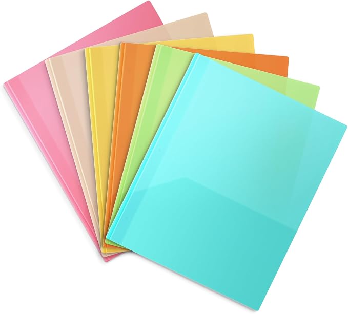 Dunwell Pastel 2-Pocket 3-Prong Folders, Plastic, 6 Pack, Labels | Aesthetic Color-Coded School Folders, Durable Plastic, Back to School Supplies - Image 7