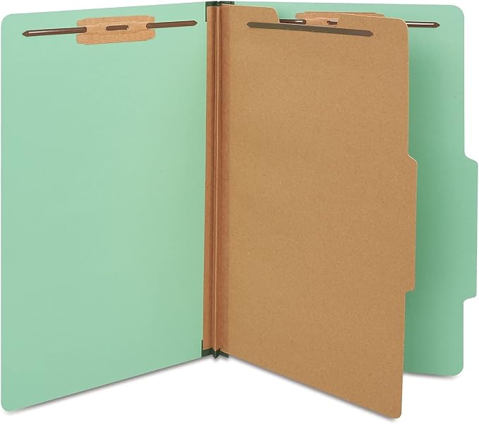 Staples Colored Pressboard Classification Folder, Legal Size, 1 Partition, Green, Durable Construction, 20/Pack by Staples