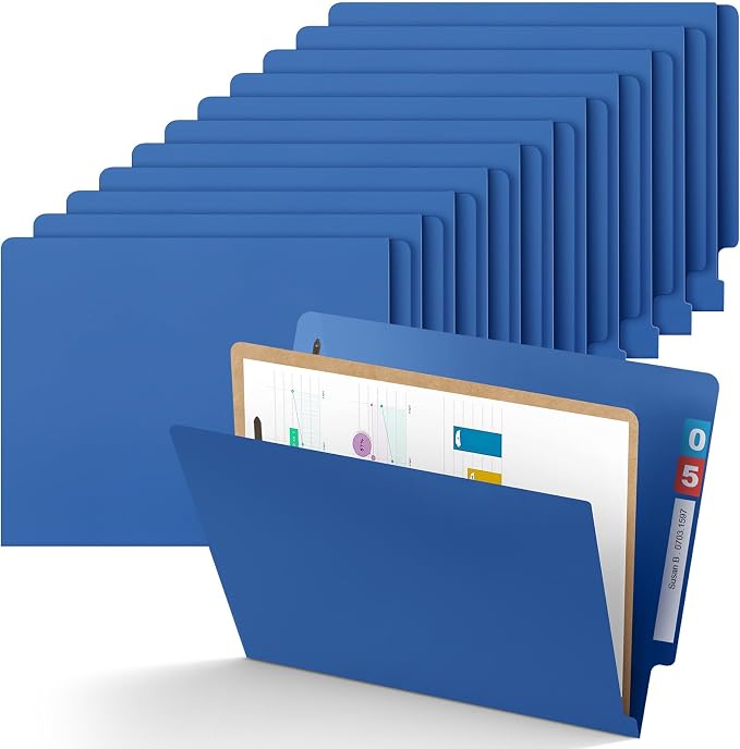 Skyygemm 24 Pack Classification Folders, Letter Size,1 Dividers,Dark Blue | Pressboard File Folders, 2 Prong Fasteners, 2" Expanding, Manila, End Tab, for Office School Legal Records Medical by Skyygemm