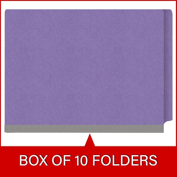 Ecom Folders Heavy Duty Top Tab Classification Folders | Letter Size 18 Pt Stock with 1 Divider | 2/5 Cut Right Position Tab for Medical, Legal and Office Documents | Purple, Box of 10 - Image 6